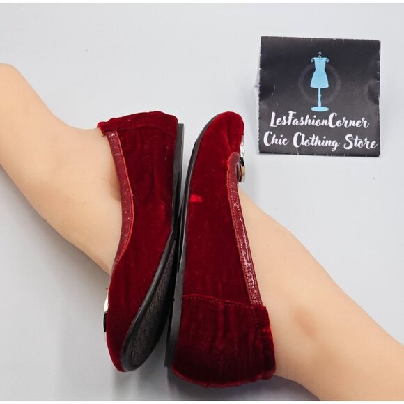 Michael Kors Women's Red Velvet Fulton Logo Emblem Ballet Flat Size 7 2510 - Picture 12 of 16